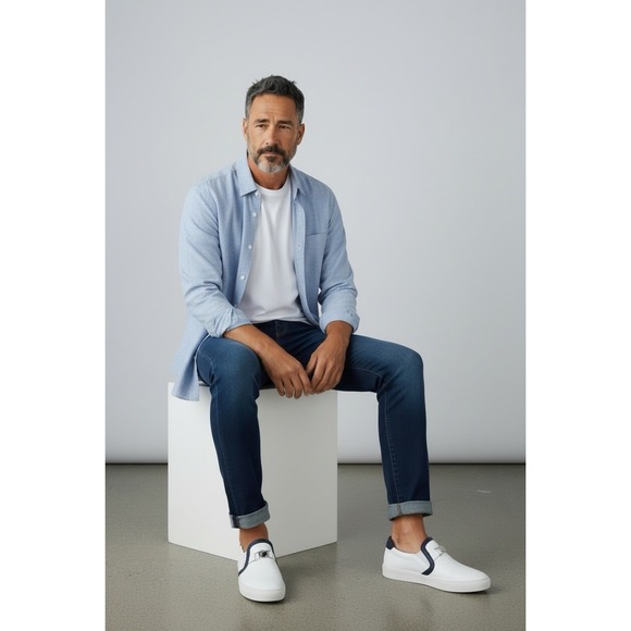 Versace Other - vtg Versace Collection nautical old money Leather Low Top Sneakers 44/US11